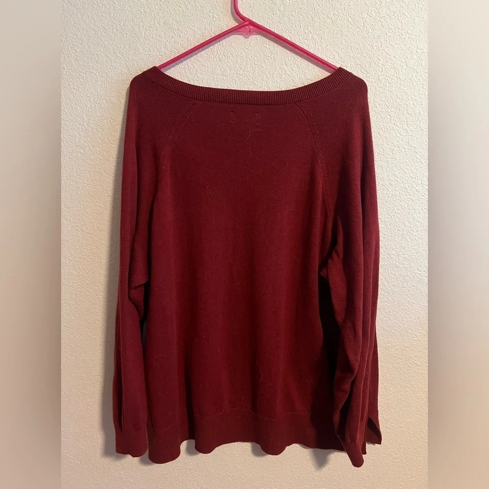 Lucky Brand Deep Red V-Neck Sweater Size XXL